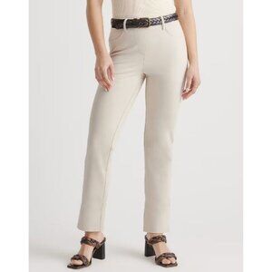 Quince Ultra-Stretch Ponte Straight Leg 4-Pocket Pant Petite‎ Ecru S